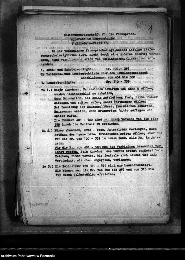 Obraz 5 z jednostki "Reg. Inspektor Linke - Handakte. Aktenplan."