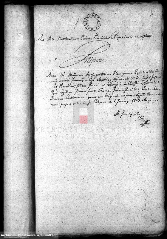 image.from.unit.number "Annexa do Akt Małżeństwa z Gminy Filipowskiey w Roku 1818"