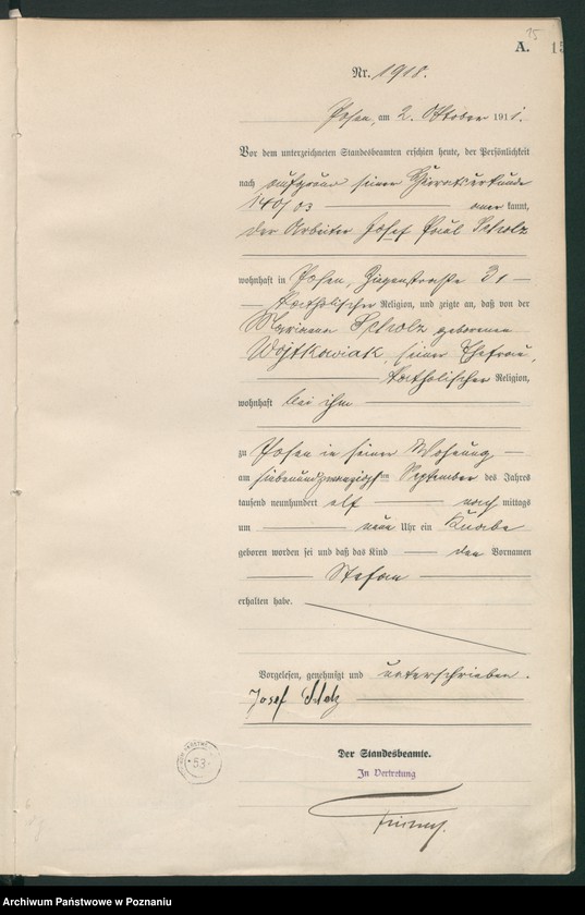 Obraz 16 z jednostki "Księga miejscowa urodzeń tom V-VI [Rejestr główny urodzeń]"