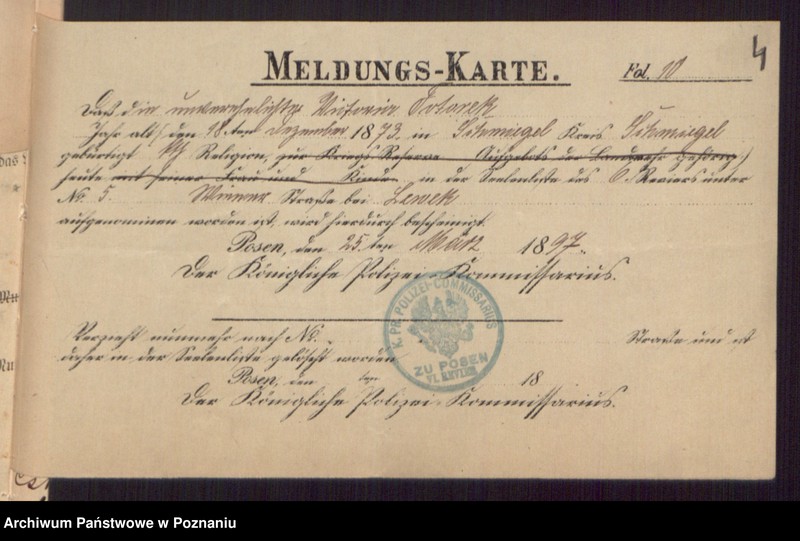 Obraz 6 z jednostki "Die von den Verlobten beigebrachten Urkunden zur Eheschliessung pro 1897"