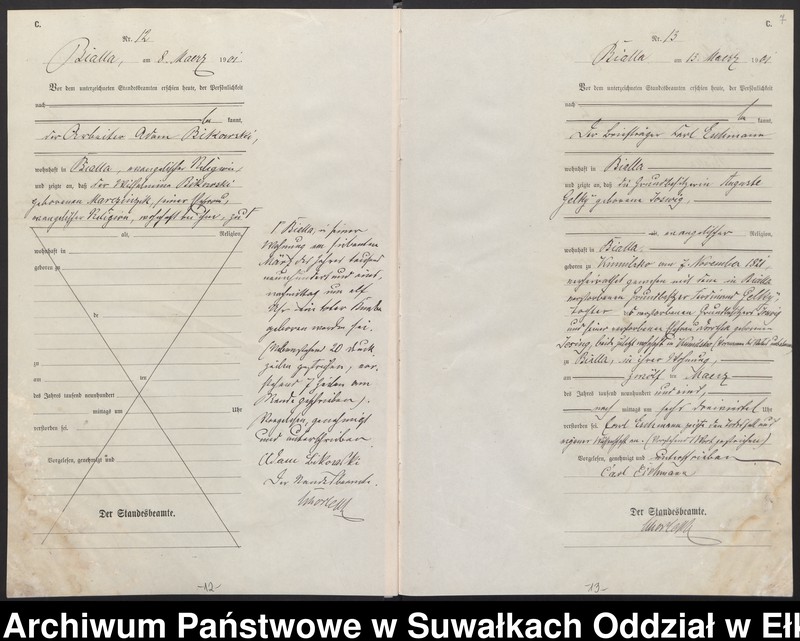 Obraz 10 z jednostki "[Sterbe-Haupt-Register des Königlichen Preussischen Standes-Amtes Bialla Kreis Johannisburg]"