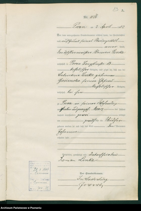 Obraz 16 z jednostki "Księga miejscowa urodzeń t. III"