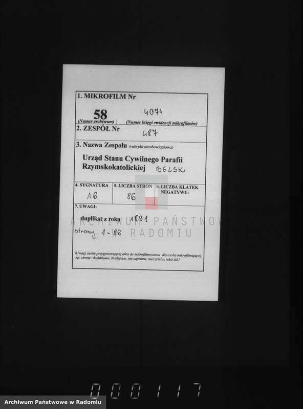 image.from.unit.number "[Duplikat akt urodzonych, zaślubionych i zmarłych parafii Belsk za 1891 r.]"