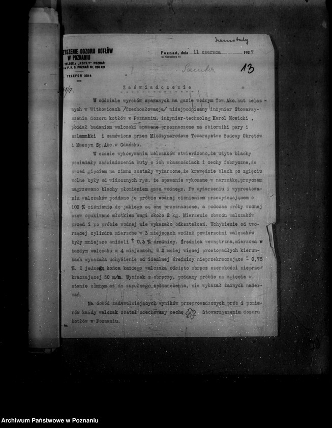 Obraz 14 z jednostki "Cukrownia w Szamotułach nr woj. kotła 6076"