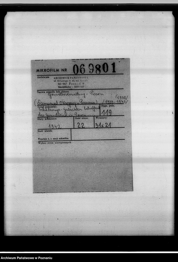 Obraz 2 z jednostki "Schätzungs-Gutachten betreffend das Grundstück in Posen, Adolf Memelstrasse 4."