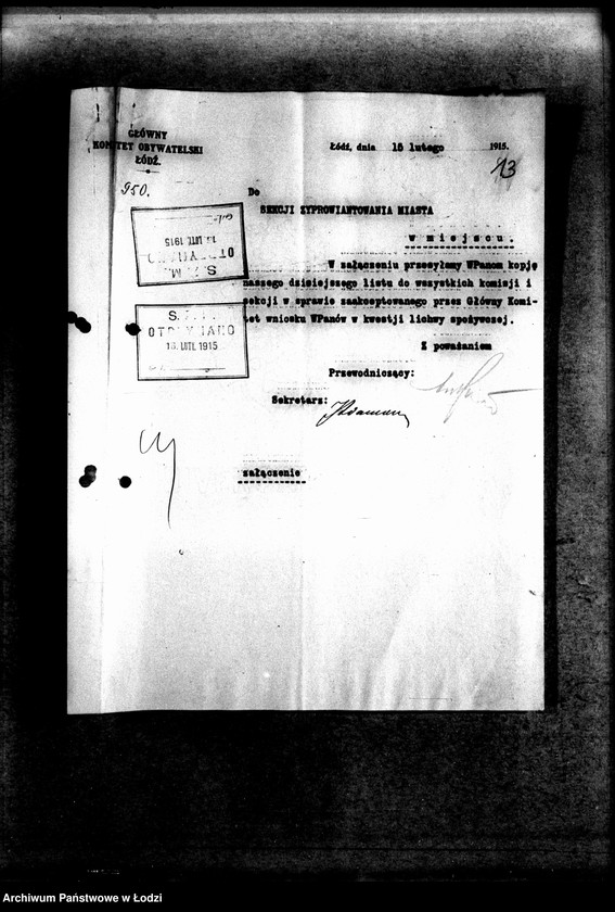 Obraz 16 z jednostki "Korespondencja różnych z Sekcją Zaprowiantowania Miasta"