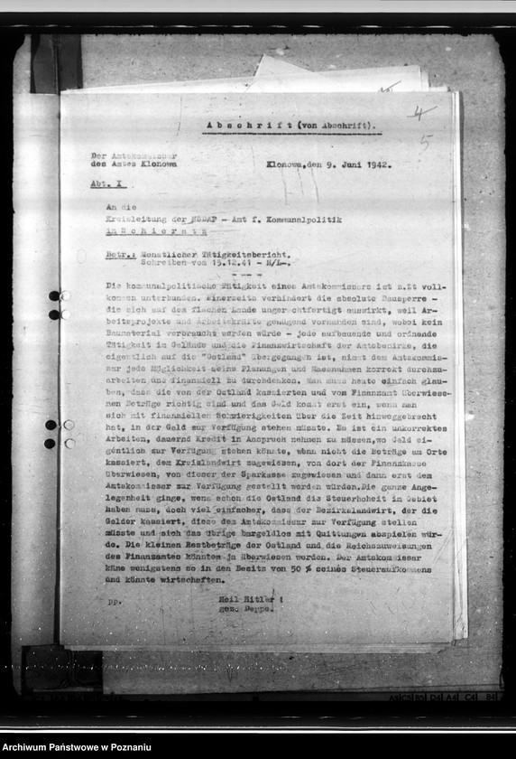 Obraz 9 z jednostki "Tätigkeitsberichte des Landrats des Kreises Schieratz über gemeindliche Finanz- und Steuerpolitik, sowie die Volkspflegekosten und Massnahmen auf dem Gebiete der Volkspflege"