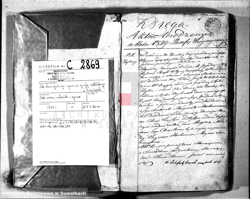 image.from.unit.number "Duplikat aktów urodzonych, zaślubuionych y umarłych katolików w parafii wieysieysiey w dekanacie łozdziejskim od dnia 1 stycznia do 31 grudnia 1829 roku"