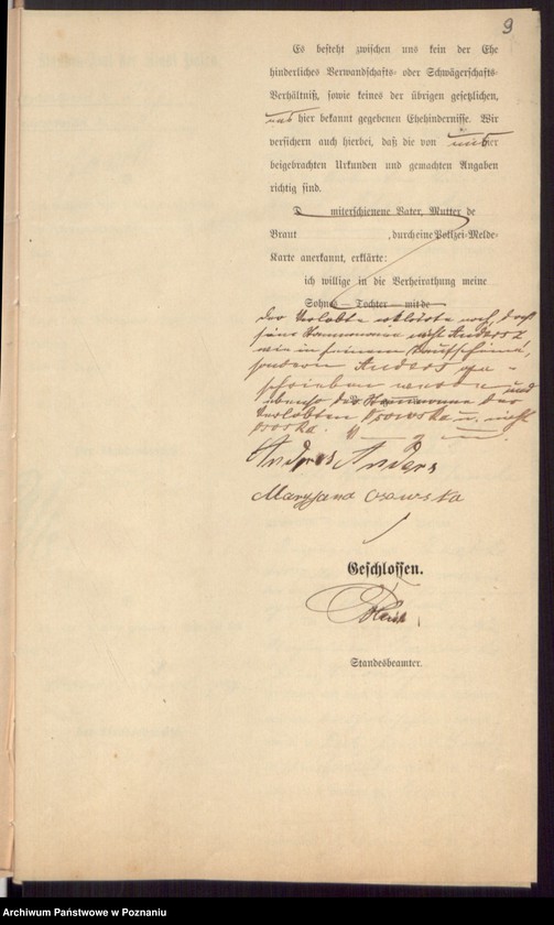 Obraz 11 z jednostki "Die von den Verlobten beigebrachten Urkunden zur Eheschliessung pro 1897"