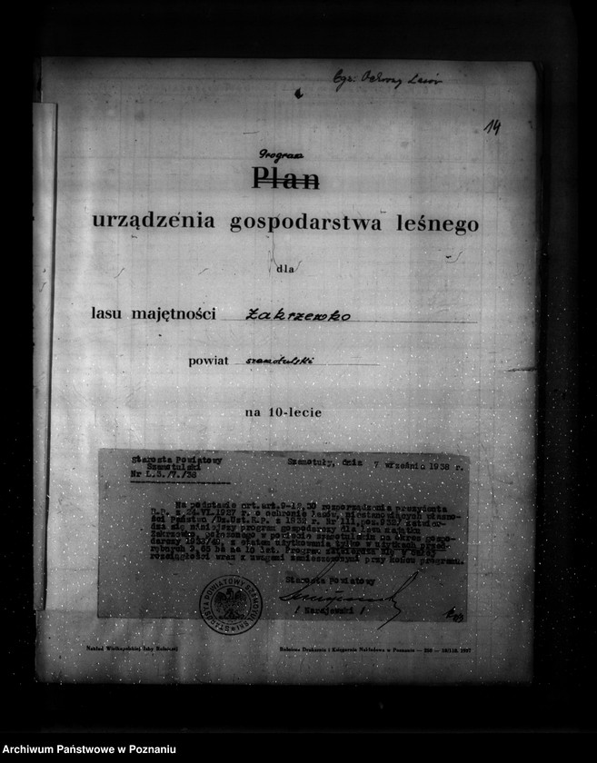 image.from.unit.number "Program urządzenia lasu majątku Zakrzewo powiat szamotulski 1937-1947"
