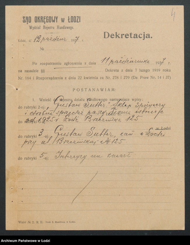 Obraz 6 z jednostki "Gustaw Sutler- sklep spożywczy"