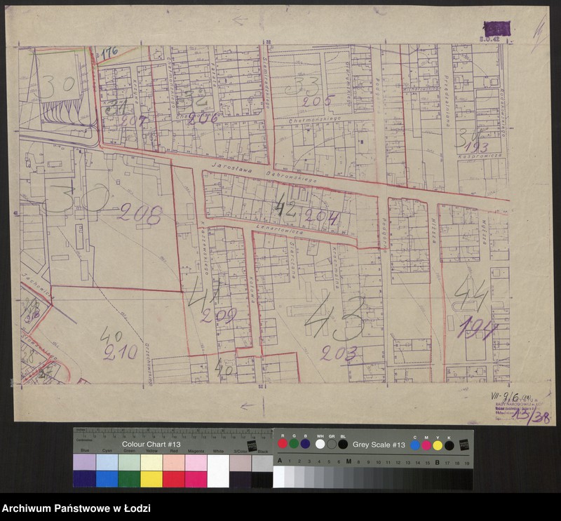 Obraz 1 z jednostki "Plan m. Łodzi 1:2000 z oznaczeniem podziału miasta na Obwody Komitetów Blokowych. Sekcja SO 42"