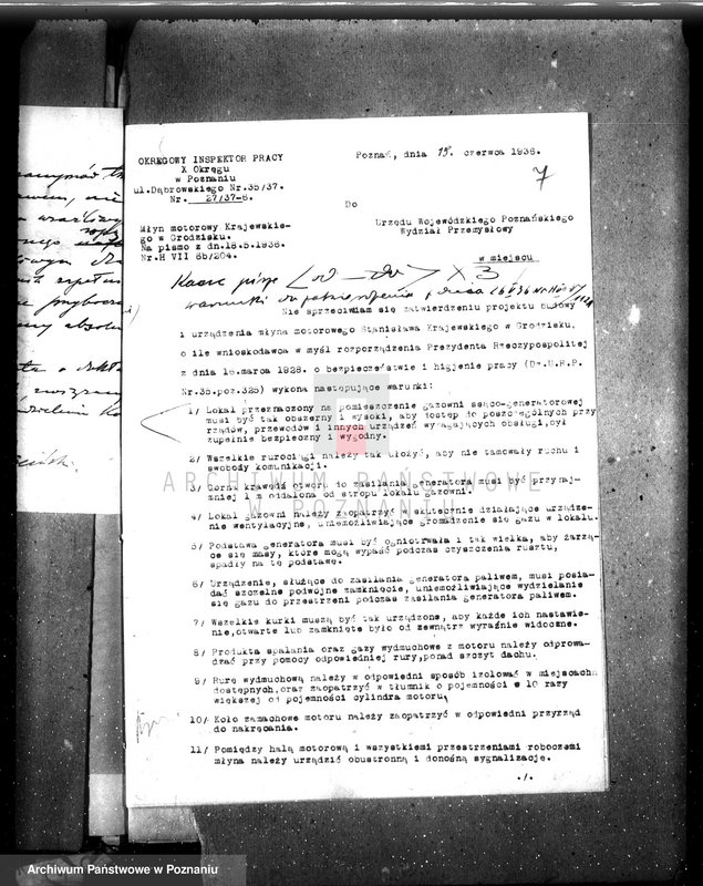 Obraz 11 z jednostki "Zatwierdzenie zakładu przemysłowego młyna motorowego St. Krajewskiego w Grodzisku, pow. nowotomyski"