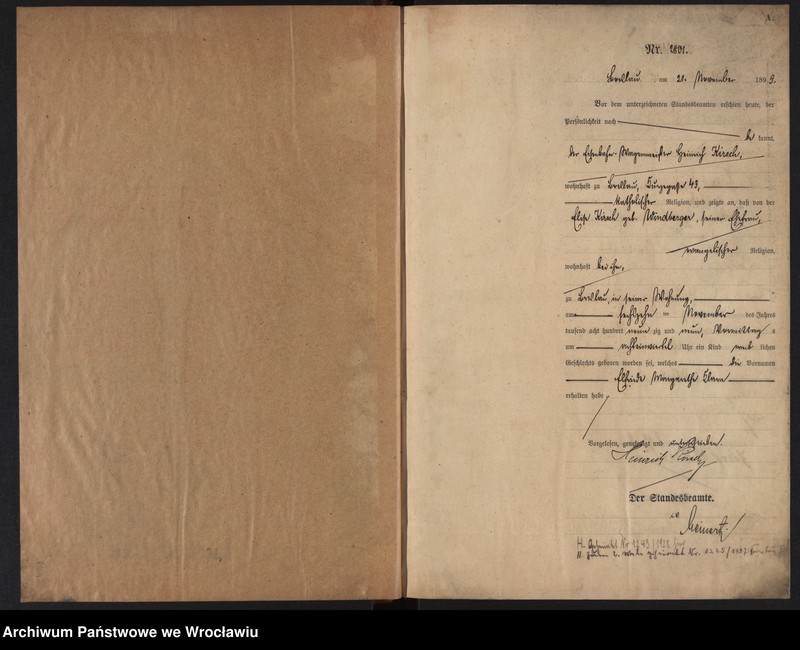 image.from.unit.number "Geburts-Haupt-Register Breslau I 1899 Band 8"