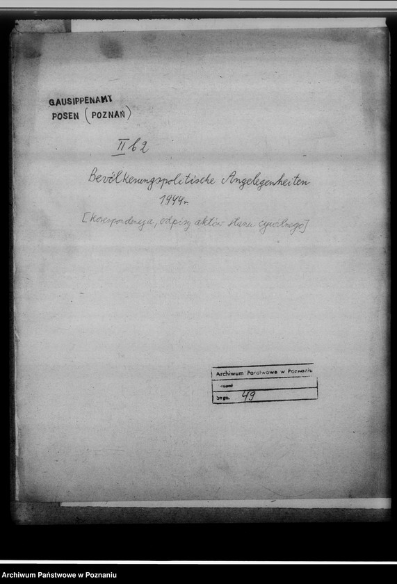 Obraz 4 z jednostki "Bevölkerungspolitische Angelegenheiten [korespondencja, odpisy aktów stanu cywilnego]"