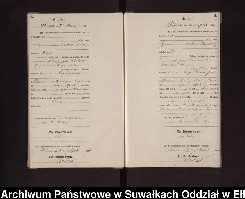 image.from.unit.number "Geburts-Neben-Register des Preussischen Standes-Amtes Rhein Kreis Loetzen"