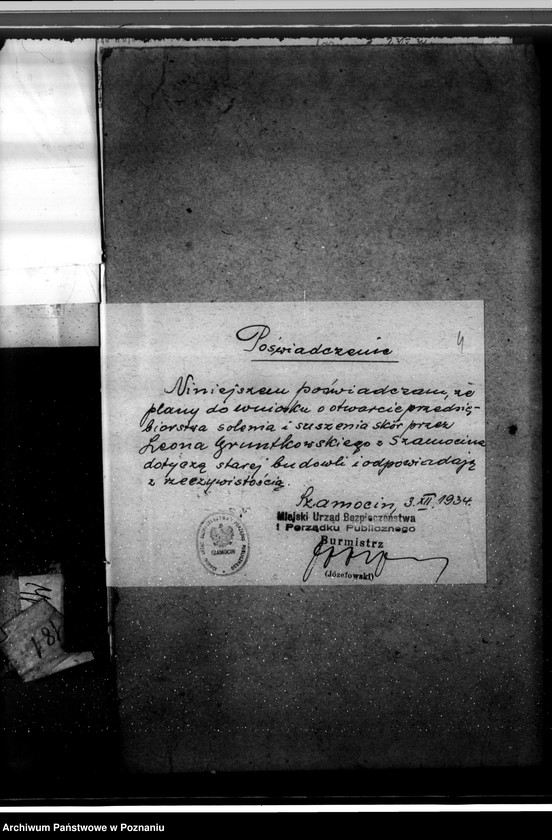 Obraz 8 z jednostki "Zatwierdzenie zakładu przemysłowego, solarnia skór Leon Gruntkowski w Szamocinie"