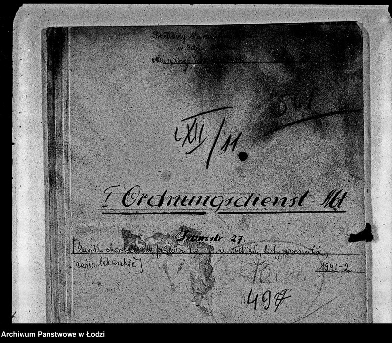 Obraz 3 z jednostki "I Ordnungsdienst [Zasiłki chorobowe dla pracowników wydziału, listy pracowników, zaświadczenia lekarskie]"