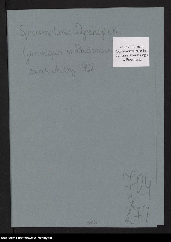 image.from.unit.number "Sprawozdanie Dyrekcji c.k. Gimnazjum w Brzeżanach za rok szkolny 1902"