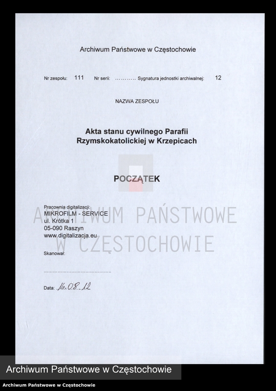 Obraz 3 z jednostki "Księga [akt] zejścia gminy Krzepickiej na rok 1816"