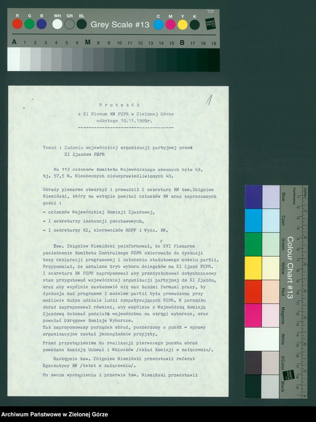 image.from.unit.number "Protokół z XI plenarnego posiedzenia KW nt. Zadania wojewódzkiej organizacji partyjnej przed XI Zjazdem PZPR. Załączniki. 10 listopada 1989"