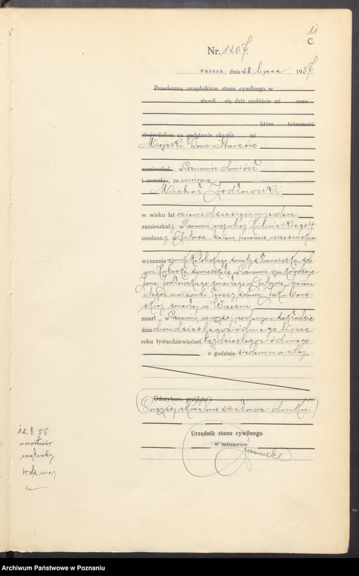 Obraz 13 z jednostki "Księga miejscowa zgonów tom III [Rejestr główny zgonów]"