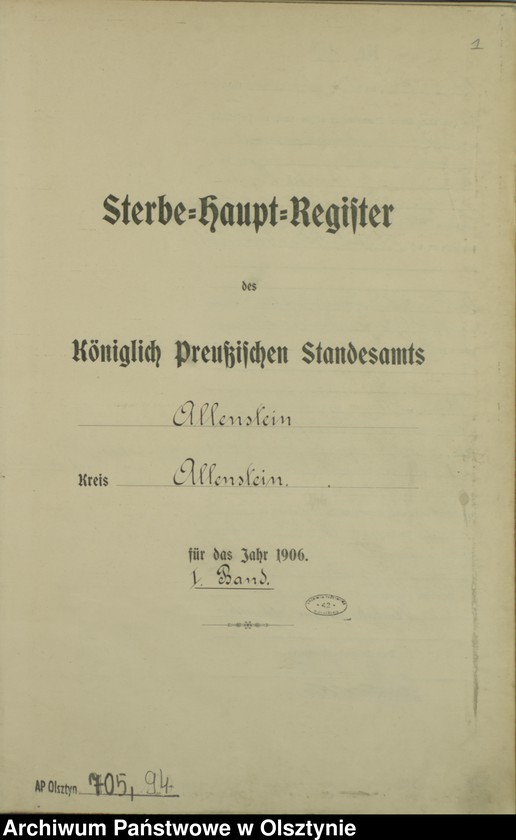 image.from.unit.number "Sterbe-Haupt-Register Tom I, Nr 1-397"
