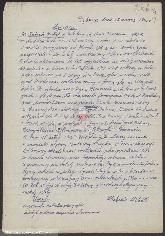 Obraz 18 z jednostki "Życiorysy powstańców wielkopolskich: K - tom Xlll /Kubiak Józef - Kujawa Ignacy/."