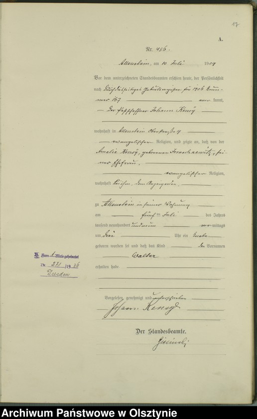 image.from.unit.number "Geburts-Haupt-Register Tom I I, Nr 440-883"