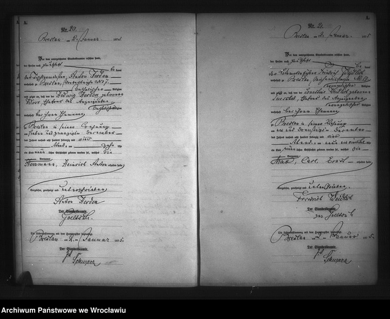 Obraz 13 z jednostki "Geburts-Neben-Register Breslau I 1875 Band 1"