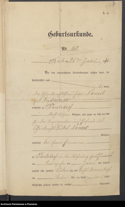 Obraz 9 z jednostki "Die von den Verlobten beigebrachten Urkunden zur Eheschliessung pro 1900"