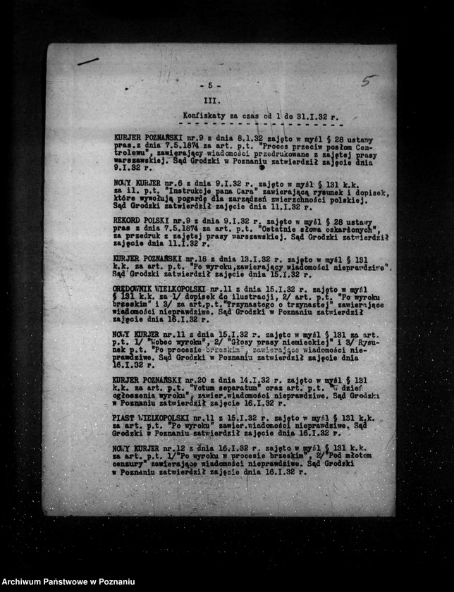 Obraz 9 z jednostki "Sprawozdanie prasowe za miesiące styczeń-kwiecień czerwiec- grudzień 1932 r."