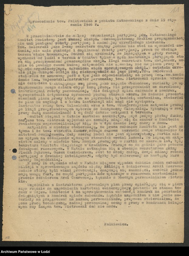 Obraz 12 z jednostki "Szkolenie partyjne - sprawozdania z [inspekcji w powiatach oraz instruktorów powiatowych z działalności]"