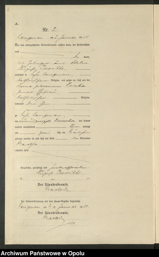 image.from.unit.number "Geburts-Neben-Register Standesamts Langenau pro 1901"
