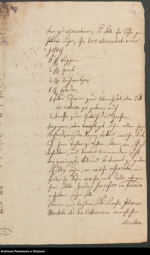 image.from.unit.number "In S. [Sachen] der Wittwe des verstorbenen Andreas Dembski Anna geb. [geborene] Sbilitzkin/ Zbilitzkin wegen der ihrem leibl. [leibliche] Sohn dem Johann Dembski erb und eigenthümlich überlassenen 1 1/2 adel. [adeliche] Hube zu Kl. [Klein] Lentzko [Mały Łęck]"