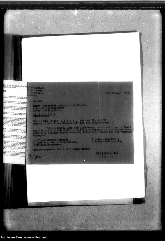 Obraz 8 z jednostki "[Akta personalne wychowanka Georga Marka, ur. 23 X 1930]."