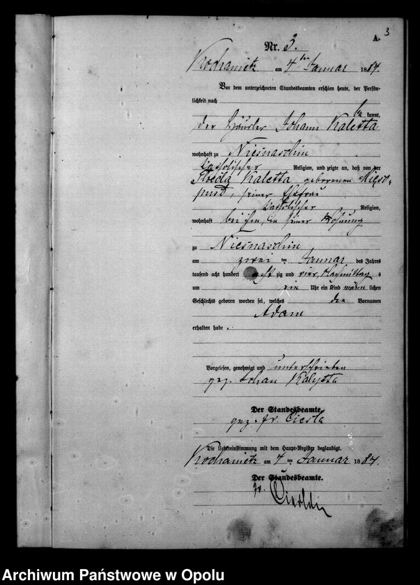 image.from.unit.number "Urząd Stanu Cywilnego Kochaniec Księga urodzeń rok 1884"