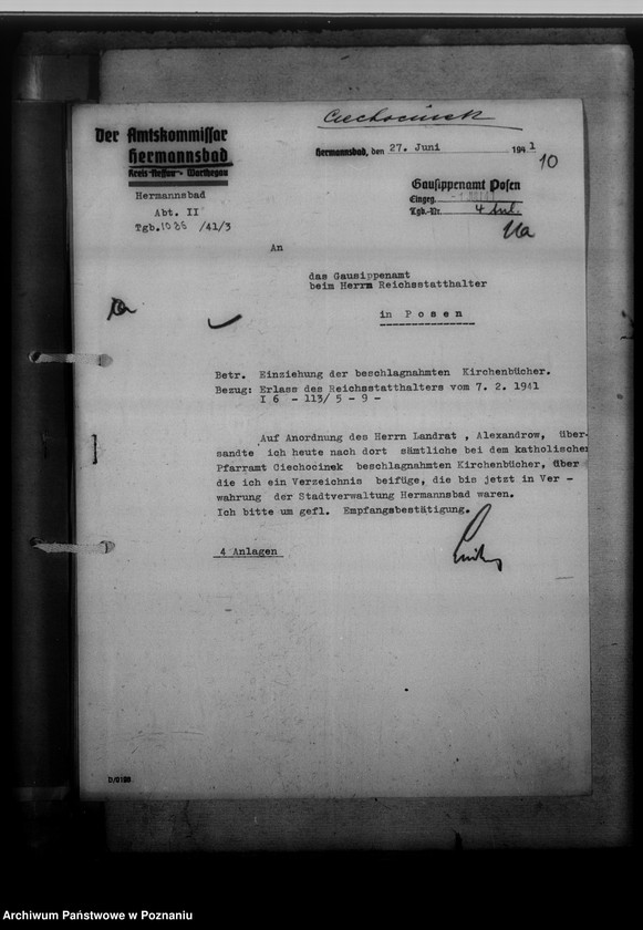 Obraz 15 z jednostki "Einziehungsprotokolle [ksiąg kościelnych] Kreis Hermannsbad [Ciechocinek powiat Aleksandrów Kujawski, województwo bydgoskie]"