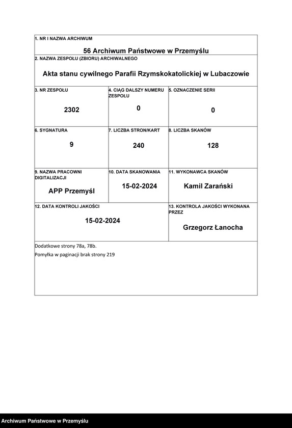 image.from.unit.number "Księga zgonów - wpisy dla miejscowości Lubaczów, Ostrowiec, Krowica, Lisie Jamy, Dąbrowa, Opaka, Dąbków, Załuże, Młodów-Antoniki - odpis"