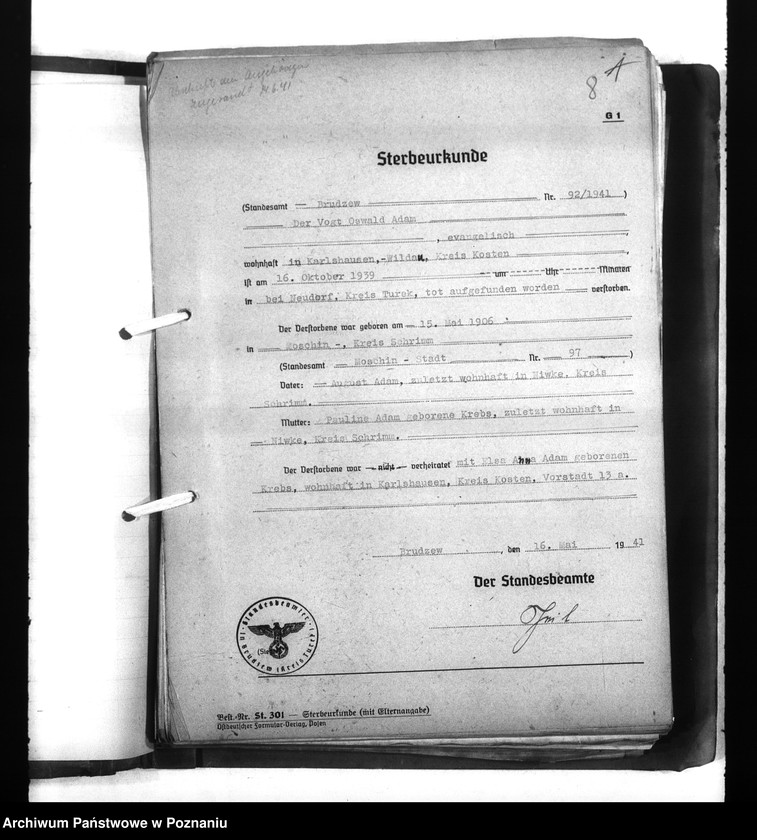 Obraz 12 z jednostki "Wykazy miejscowych Niemców, którzy zginęli w 1939 roku. Kreis Turek"