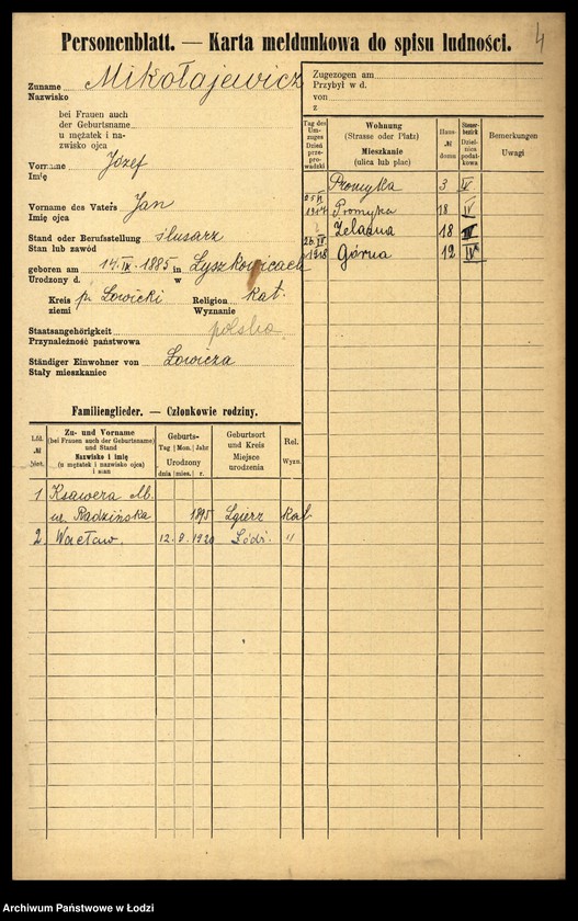 Obraz 6 z jednostki "[Spis ludności Łodzi] Mikołajew - Milchteich"