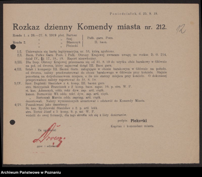 Obraz 14 z jednostki "/Rozkazy Komendy Miasta Poznania/, nr 201-339."