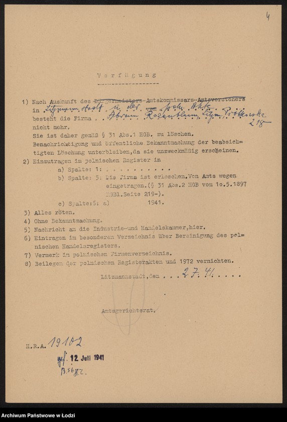 Obraz 6 z jednostki "Abram Rozenblum – tkalnia mechaniczna zarobkowa"