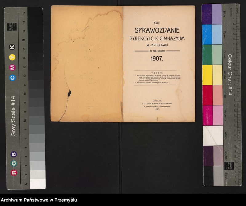 image.from.unit.number "XXIII Sprawozdanie Dyrekcji C.k. Gimnazjum w Jarosławiu za rok szkolny 1907"