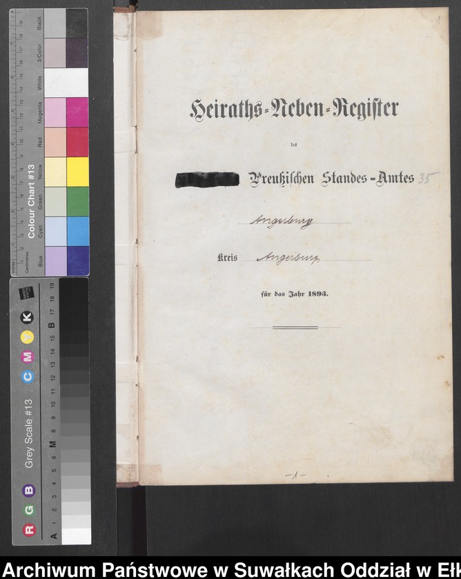Obraz 4 z jednostki "Heiraths-Neben-Register des Preussischen Standes-Amtes Angerburg Kreis Angerburg"