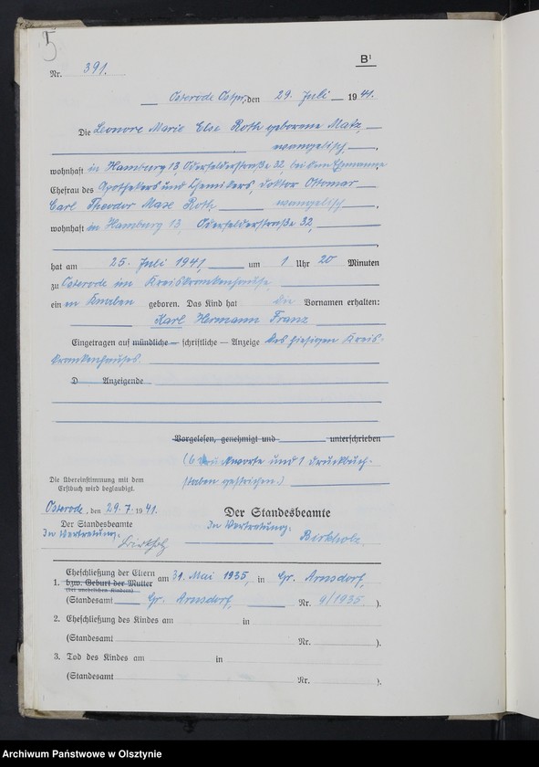 Obraz 7 z jednostki "Geburtenbuch/Zweitbuch/Tom II,Nr 388 - 706"