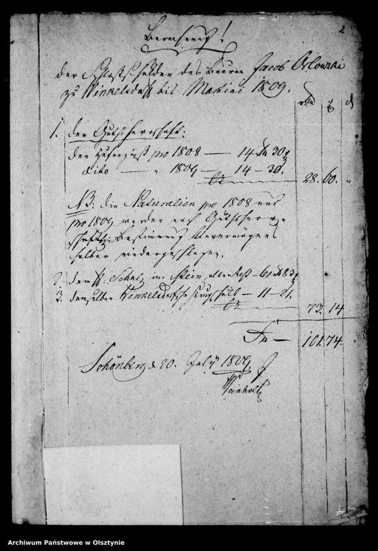 image.from.unit.number "Acta ... die Schulden halber verfügte Exmittirung des Bauern J. Orlowski aus Winckelsdorf betreffend"