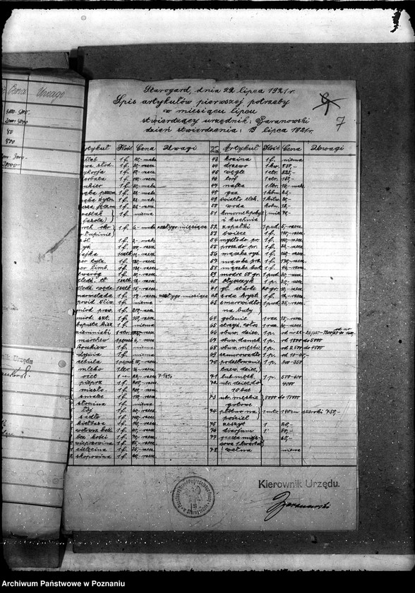 Obraz 11 z jednostki "Ochrona Pracy [wykaz cen artykułów pierwszej potrzeby z terenu Pomorza]"