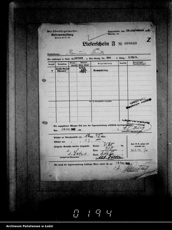 Obraz 13 z jednostki "Lebensmitteleinkauf. Aufträge, [Lieferscheinen und Rechnungen] 16971-17525 [Dostawa produktów żywnościowych do Getta]"