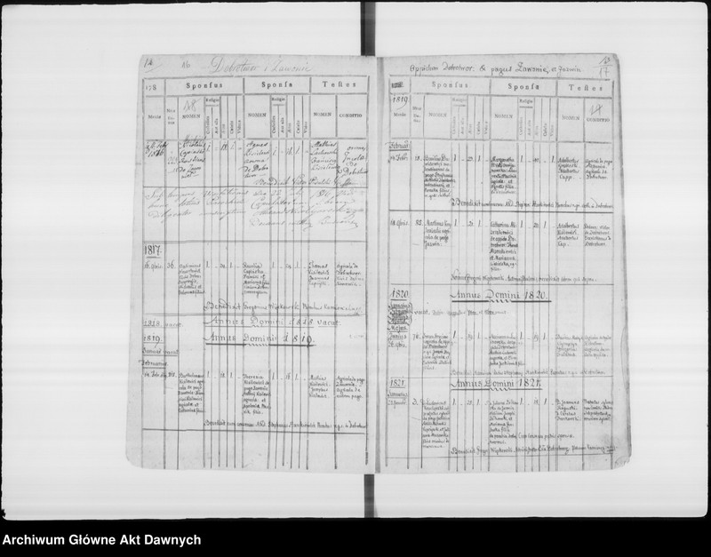 image.from.unit.number "Parafia: Dobrotwór. Dekanat: Busk. Księga metrykalna ślubów dla miasta Dobrotwór i wsi Zawonie 1788-1876, wsi: Sielec Bieńków 1786-1887, Chołojów i Niestanice 1787-1887. Tom I."